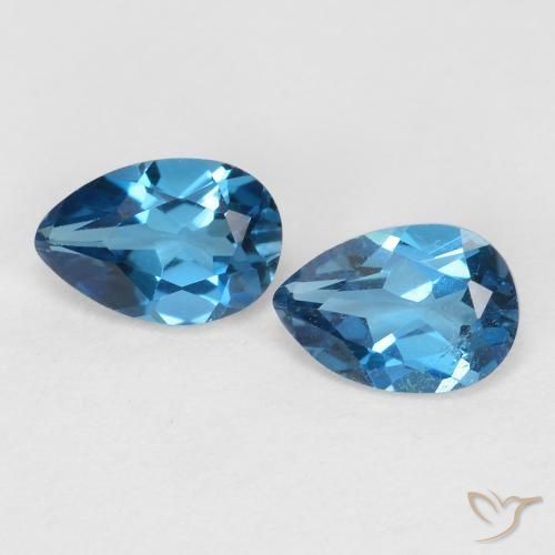 1.03 ct Loose Blue Topaz, 6 x 4.1 mm Pear Cut From Brazil, Photo A