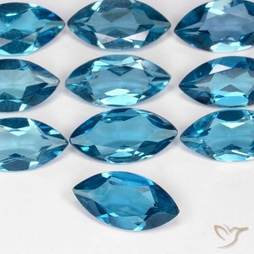 0.99 ct Blue Topaz Stone, Natural Topaz in Marquise Facet Shape for Sale