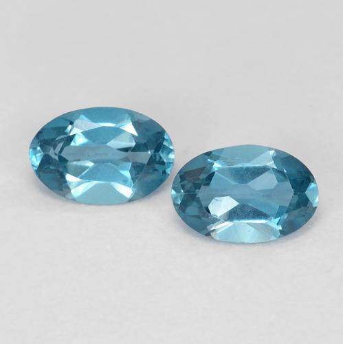 2 Topazes Ovale assorties de 6 x 4mm, poids total de 1,02 ct / moyenne de 0,51 ct chacune, Océan profond à pureté VS, pierre gemme naturelle , dureté Mohs de 8 convient aux bijoux de tous les jours, pierre de sagesse, Pierre du zodiaque Sagittaire, Photo A