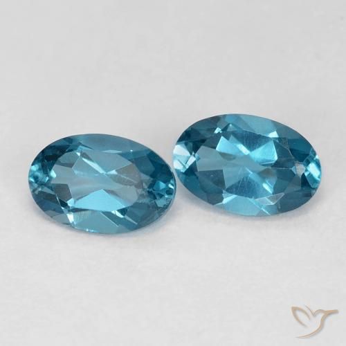 1.13 ctw Blue Topaz Stones, Natural Topaz in Oval Facet Shape for Sale