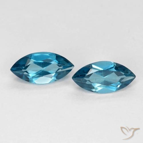 1.05 ct Loose London Blue Topaz, 7.1 x 3.6 mm Marquise Cut From Brazil, Photo A