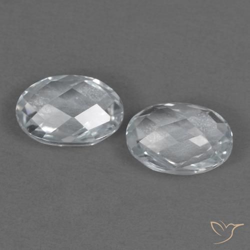 1.34 ct Loose White Topaz, 6.2 x 4.2 mm Oval Checkerboard From Brazil, Photo A
