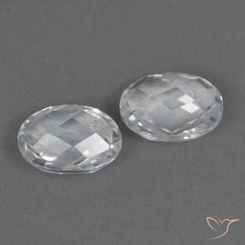 1.34 ctw White Topaz Stones, Natural Topaz in Oval Checkerboard (double sided) Shape for Sale