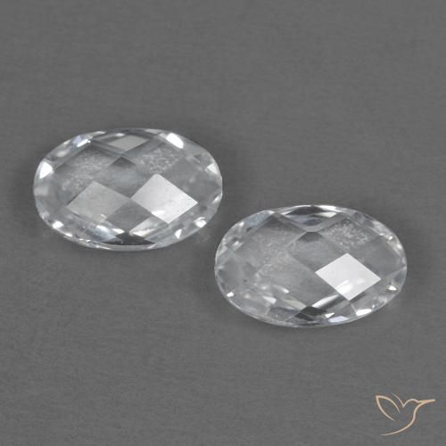 1 ct White Topaz, 6.2 x 4.1 mm Oval Checkerboard From Brazil, Photo A