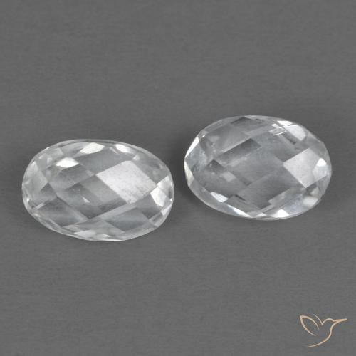 1.42 ctw White Topaz Stones, Natural Topaz in Oval Checkerboard (double sided) Shape for Sale