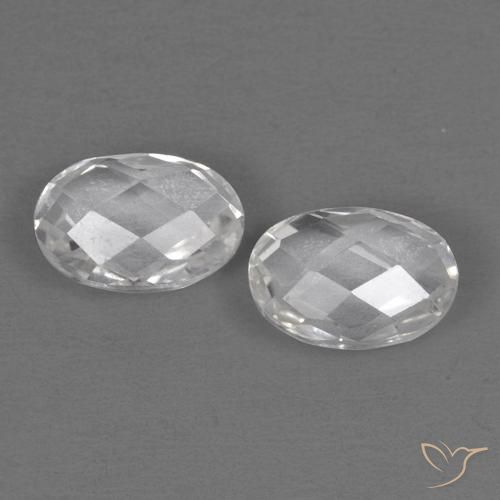 1.3 ct Loose White Topaz, 6.1 x 4.1 mm Oval Checkerboard From Brazil, Photo A