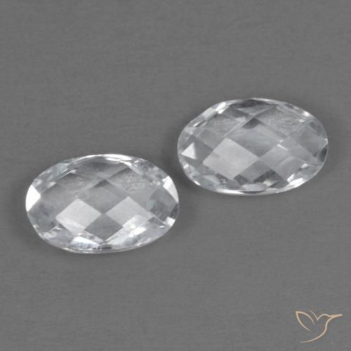 1.07 ctw White Topaz Stones, Natural Topaz in Oval Checkerboard (double sided) Shape for Sale
