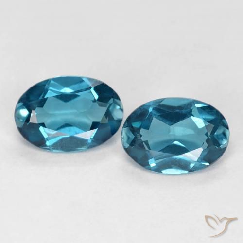 1.78 ct Loose London Blue Topaz, 7.2 x 5.1 mm Oval Cut From Brazil, Photo A
