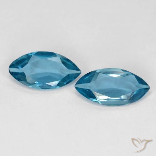 1.99 ct Loose London Blue Topaz, 10 x 5 mm Marquise Cut From Brazil, Photo A