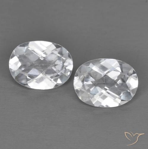 2.88 ct White Topaz, 8.1 x 6.1 mm Oval Checkerboard From Brazil, Photo A