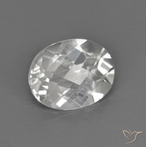 3.34 ct White Topaz Stone, Natural Topaz in Oval Checkerboard Shape for Sale