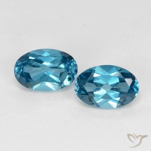 1.34 ct Loose London Blue Topaz, 6.2 x 4.2 mm Oval Cut From Brazil, Photo A