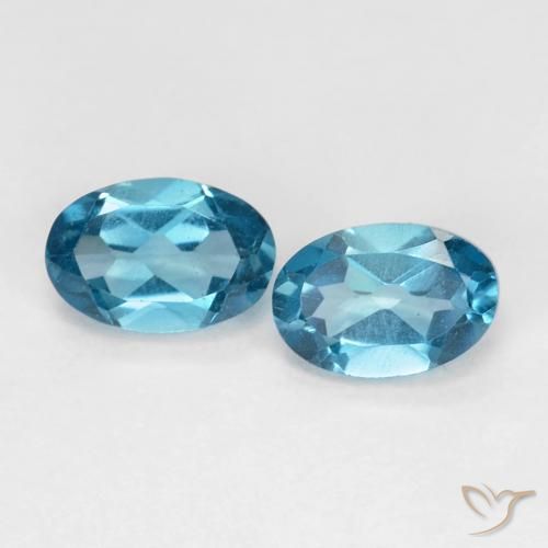 1.28 ct Loose London Blue Topaz, 6.2 x 4.2 mm Oval Cut From Brazil, Photo A