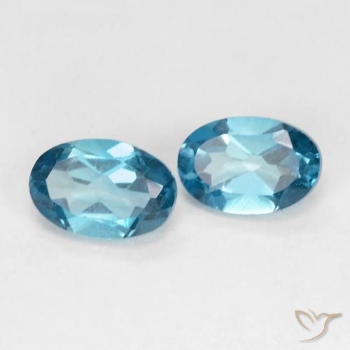 1.28 ctw Blue Topaz Stones, Natural Topaz in Oval Facet Shape for Sale