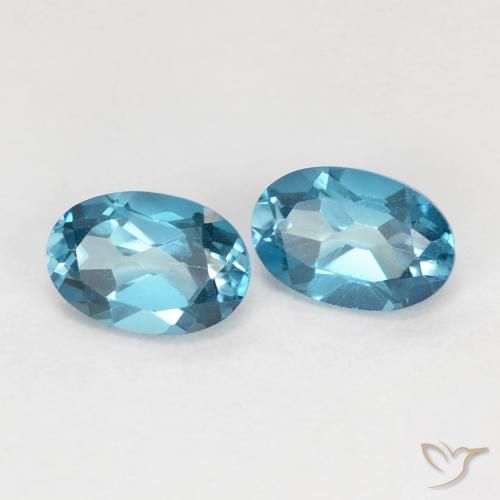 1.24 ctw Blue Topaz Stones, Natural Topaz in Oval Facet Shape for Sale