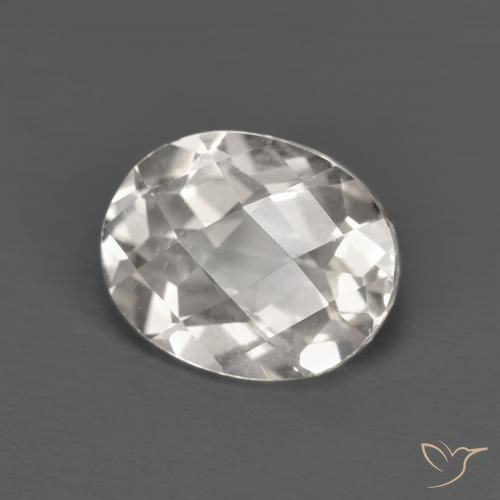 3.49 ct White Topaz Stone, Natural Topaz in Oval Checkerboard Shape for Sale
