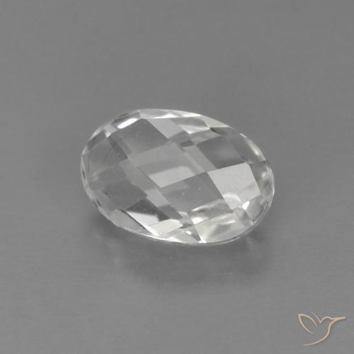 0.67 ct White Topaz Stone, Natural Topaz in Oval Checkerboard (double sided) Shape for Sale