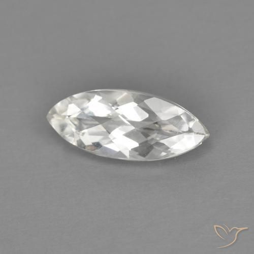 1.63 ct White Topaz Stone, Natural Topaz in Marquise Checkerboard Shape for Sale