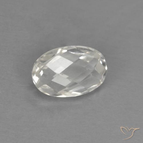 0.64 ct White Topaz Stone, Natural Topaz in Oval Checkerboard (double sided) Shape for Sale