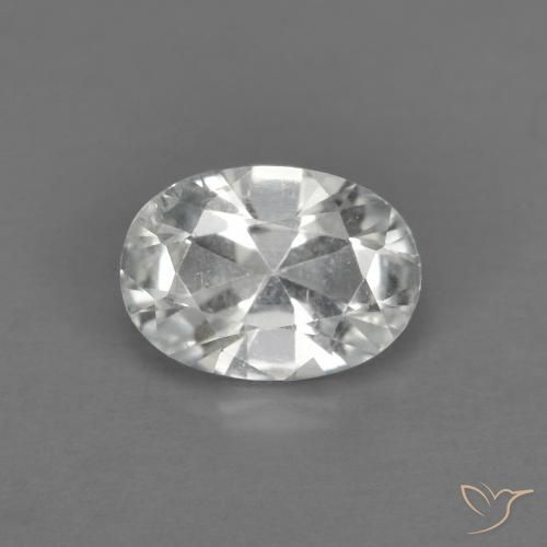 0.87 ct White Topaz Stone, Natural Topaz in Oval Diamond-Cut Shape for Sale