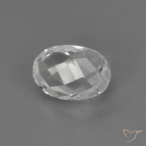 0.67 ct White Topaz Stone, Natural Topaz in Oval Checkerboard (double sided) Shape for Sale