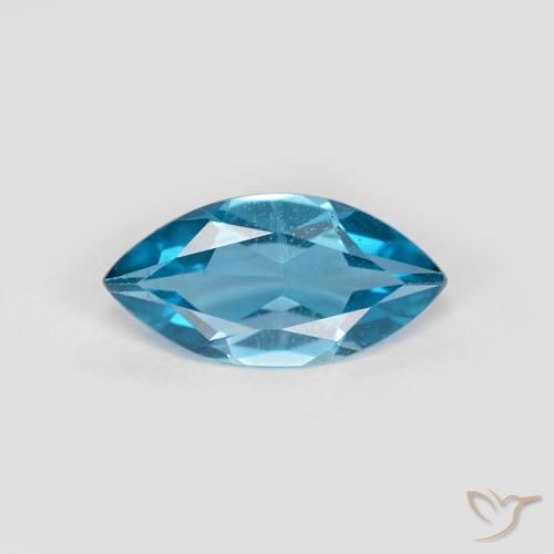 9,9 x 5mm marquise schliff blauer Topas aus Brasilien, Gewicht 0,98 ct, 1 Stück Topas - Farbe: Tiefes Aqua, natürlicher Edelstein in VS Reinheit, Mohs-Härte von 8 Geeignet für den täglichen Gebrauch im Schmuck, Symbolisiert gute Gesundheit, Photo A