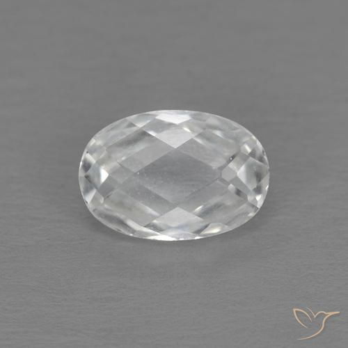 0.70 ct White Topaz Stone, Natural Topaz in Oval Checkerboard Shape for Sale