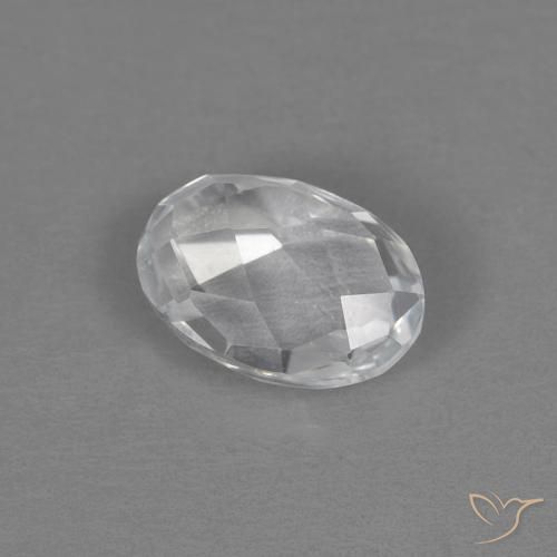 0.69 ct White Topaz Stone, Natural Topaz in Oval Checkerboard Shape for Sale