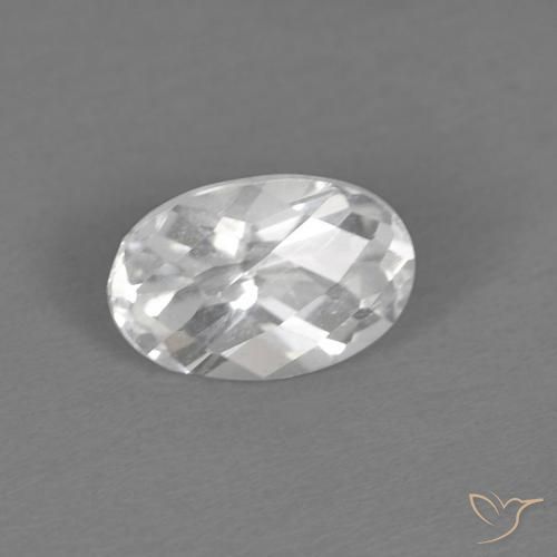 0.69 ct White Topaz Stone, Natural Topaz in Oval Checkerboard Shape for Sale
