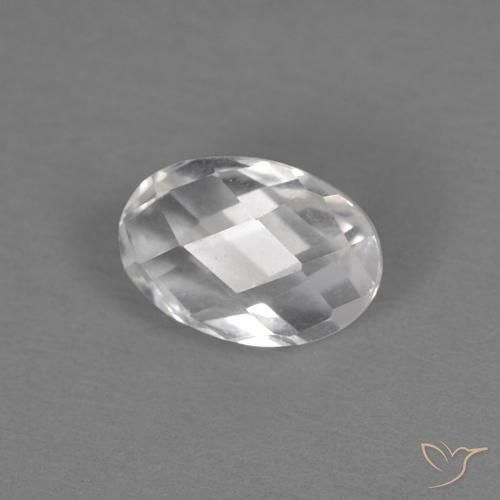 0.68 ct White Topaz Stone, Natural Topaz in Oval Checkerboard Shape for Sale