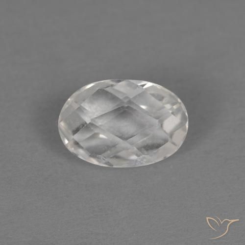 0.61 ct White Topaz Stone, Natural Topaz in Oval Checkerboard Shape for Sale