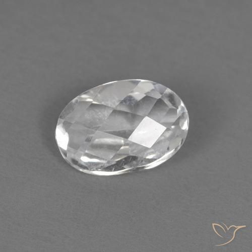 0.56 ct White Topaz Stone, Natural Topaz in Oval Checkerboard Shape for Sale