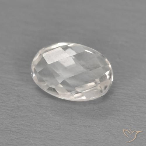 0.68 ct White Topaz Stone, Natural Topaz in Oval Checkerboard (double sided) Shape for Sale
