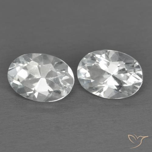 1.95 ctw White Topaz Stones, Natural Topaz in Oval Diamond-Cut Shape for Sale