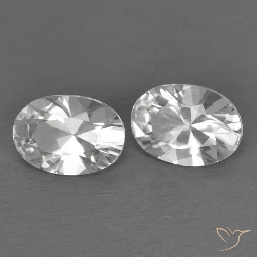 1.79 ctw White Topaz Stones, Natural Topaz in Oval Diamond-Cut Shape for Sale