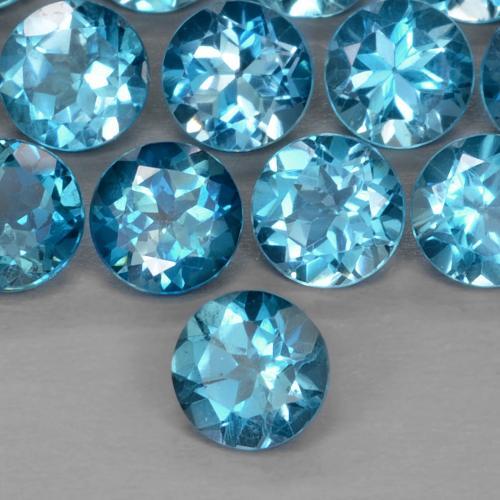 0.94 ct Blue Topaz Stone, Natural Topaz in Round Facet Shape for Sale