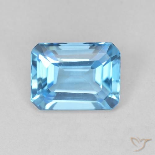 11 3/8 CT TGW Octagon-Cut Sky Blue Topaz and White Topaz Leverback