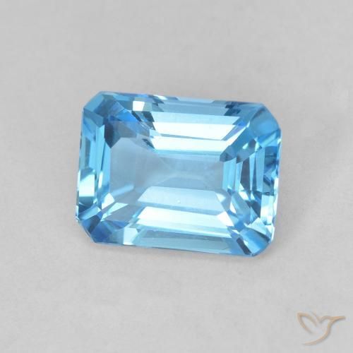 1.84 ct Blue Topaz Stone, Natural Topaz in Octagon Step Cut Shape for Sale