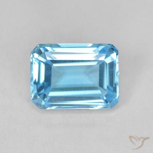 2.06 ct Blue Topaz Stone, Natural Topaz in Octagon Step Cut Shape for Sale