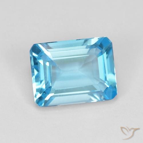 1.95 ct Blue Topaz Stone, Natural Topaz in Octagon Step Cut Shape for Sale