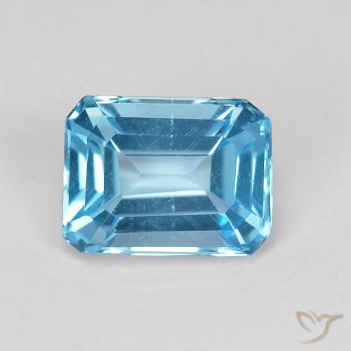 2.08ct Natural Swiss Blue Topaz, Emerald Cut, VVS