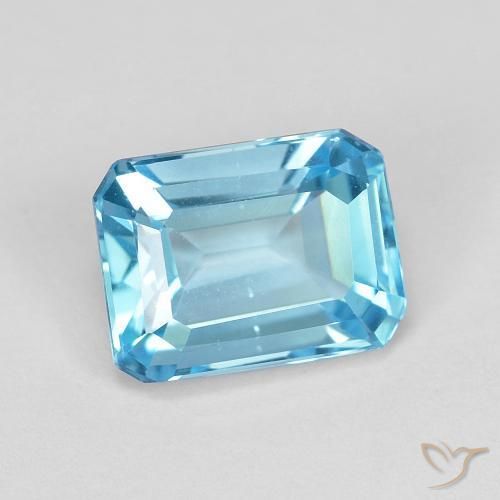 2.08 ct Blue Topaz Stone, Natural Topaz in Octagon Step Cut Shape for Sale
