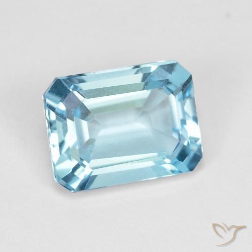 1.96 ct Blue Topaz Stone, Natural Topaz in Octagon Step Cut Shape for Sale