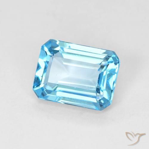 1.99 ct Blue Topaz Stone, Natural Topaz in Octagon Step Cut Shape for Sale