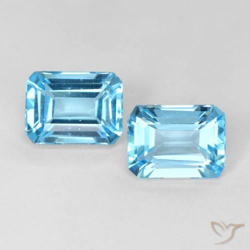 4.03 ct Loose Swiss Blue Topaz, 8.1 x 6.1 mm Octagon Cut From Brazil, Photo A
