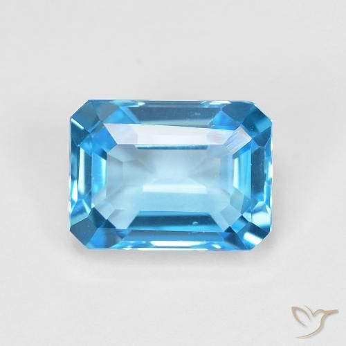 2.07 ct Blue Topaz Stone, Natural Topaz in Octagon Step Cut Shape for Sale