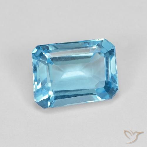 1.90 ct Blue Topaz Stone, Natural Topaz in Octagon Step Cut Shape for Sale
