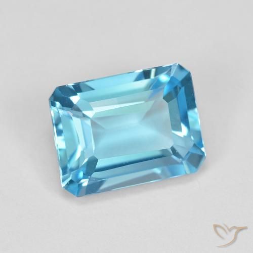 2.06 ct Blue Topaz Stone, Natural Topaz in Octagon Step Cut Shape for Sale