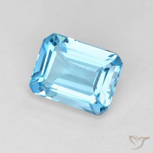 1.90 ct Blue Topaz Stone, Natural Topaz in Octagon Step Cut Shape for Sale