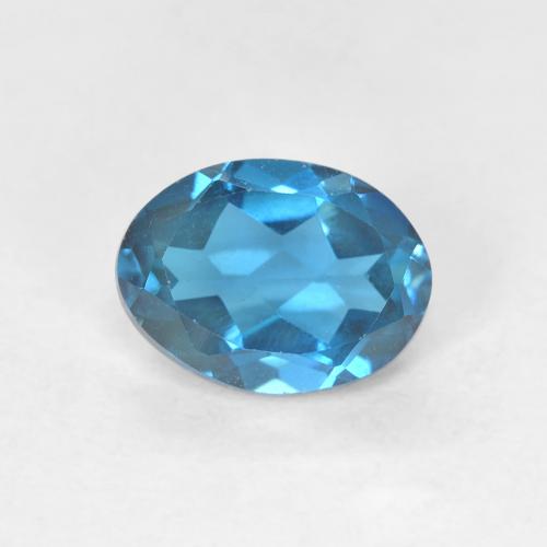 Topaze Ovale en damier des États-Unis 1,41 ct, dimension 8 x 5,9mm, pureté vvs, pierre gemme naturelle Irradié, 1 pièce de topaze de couleur Bleu Londres, dureté Mohs de 8 convient aux bijoux de tous les jours, pierre de sagesse, Pierre de naissance de novembre, Photo A